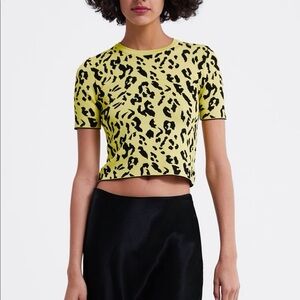 ZARA Leopard Print Yellow Crop Top